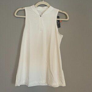 Women's White Athletic Top NWT, Sleeveless Zip-Up Golf Polo, Size XS